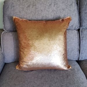 Two Indigo Accent Pillow Covers Rose Gold Sequins